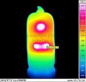Lámpabura felvétele üvegfelületű szűrővel (forrás: Infratec) 2011/10: középhullámú termográfiai mérések - Lámpabura felvétele üvegfelületű szűrővel (forrás: Infratec)