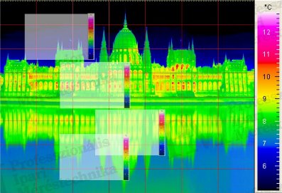 Hőkamera-választék 2014 - Képfelbontás - Parlament kétdimenziósan montírozott hőképe (forrás: PIM)
