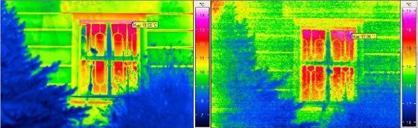 Hosszú- ill. közép-hullámhosszú hőképfelvétel (forrás: PIM) Épület-termográfia gyakorlati tanácsok a mérésekhez - Hosszú- ill. közép-hullámhosszú hőképfelvétel (forrás: PIM)