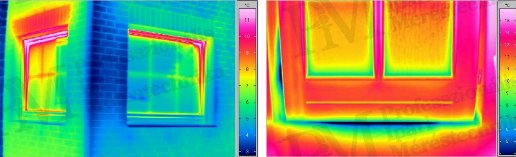 Rosszul záró nyilászárók (forrás: Infratec) Épület-termográfia gyakorlati tanácsok a mérésekhez - Rosszul záró nyilászárók (forrás: Infratec)