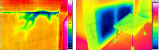 Nedvesség kimutatása (forrás: PIM / Infratec) Épület-termográfia gyakorlati tanácsok a mérésekhez - Nedvesség kimutatása (forrás: PIM / Infratec)