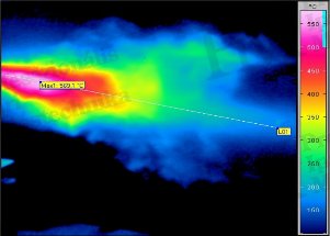 Gázszivárgás detektálása termográfiával - Lánghőmérséklet érzékelése (forrás: Infratec)