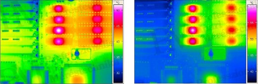 NYÁK korrigált / nem korrigált hőképe (forrás: Infratec) Termográfia - szakmai képzés nélkül - NYÁK korrigált / nem korrigált hőképe (forrás: Infratec)