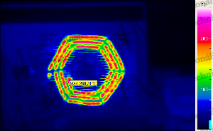thermal radiation image from 2m distance with 1.5 mrad resolution (maximum value: 261°C)