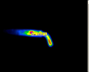 Image of a soldering iron with slightly better focus (max. value: 338 °C)